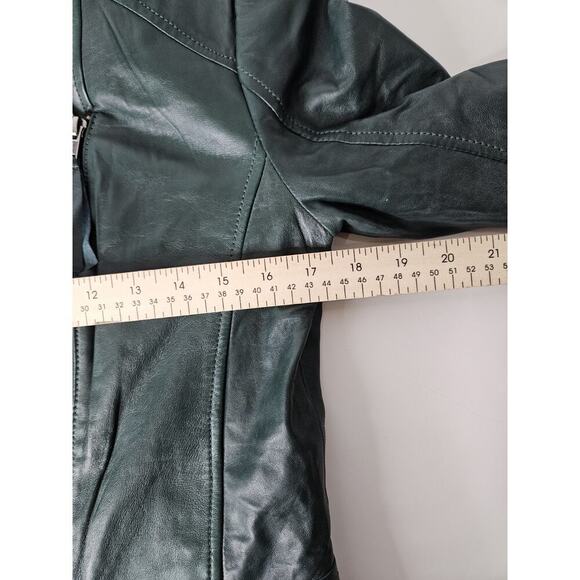 Halogen Womens M 100% Genuine Leather Moto Jacket Biker Buttery Soft Short - Picture 3 of 6
